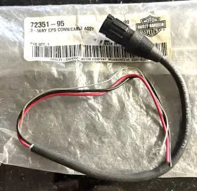 Harley-davidson 72351-95 3-way Oem Crank Position Sensor Connector Cable Assembly Nos
