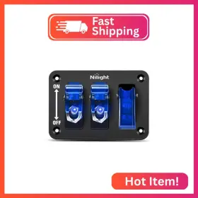 Nilight 90132c 3 Gang Toggle Switch 12v Rocker Panel With Led Light And Flip Cov