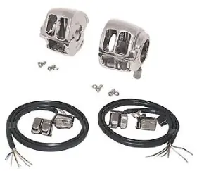 V-factor 13337 V-factor Chrome Handlebar Switch Housing Kit With Switches - Harley 96-13