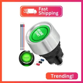 Zjwzjh Jhf22-291ge-n 50 Amp Engine Start Ignition Switch Green 12vdc 22mm 7/8 Inch Spst Momentary Push Bu
